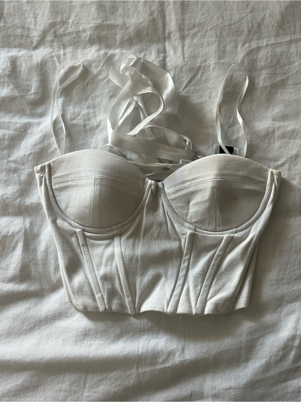 Princess Polly White Structured Bustier Crop Top